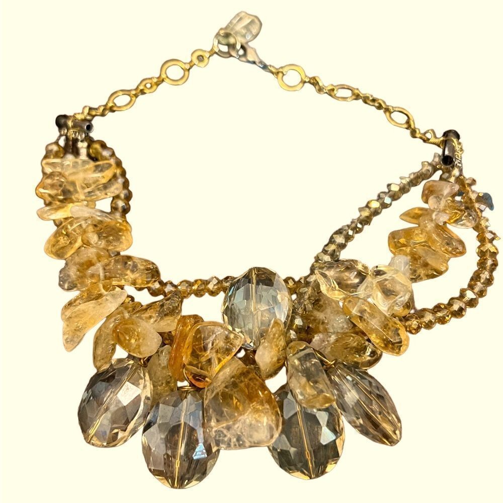 Sparkling Crystal Citrine Key West Statement Necklace